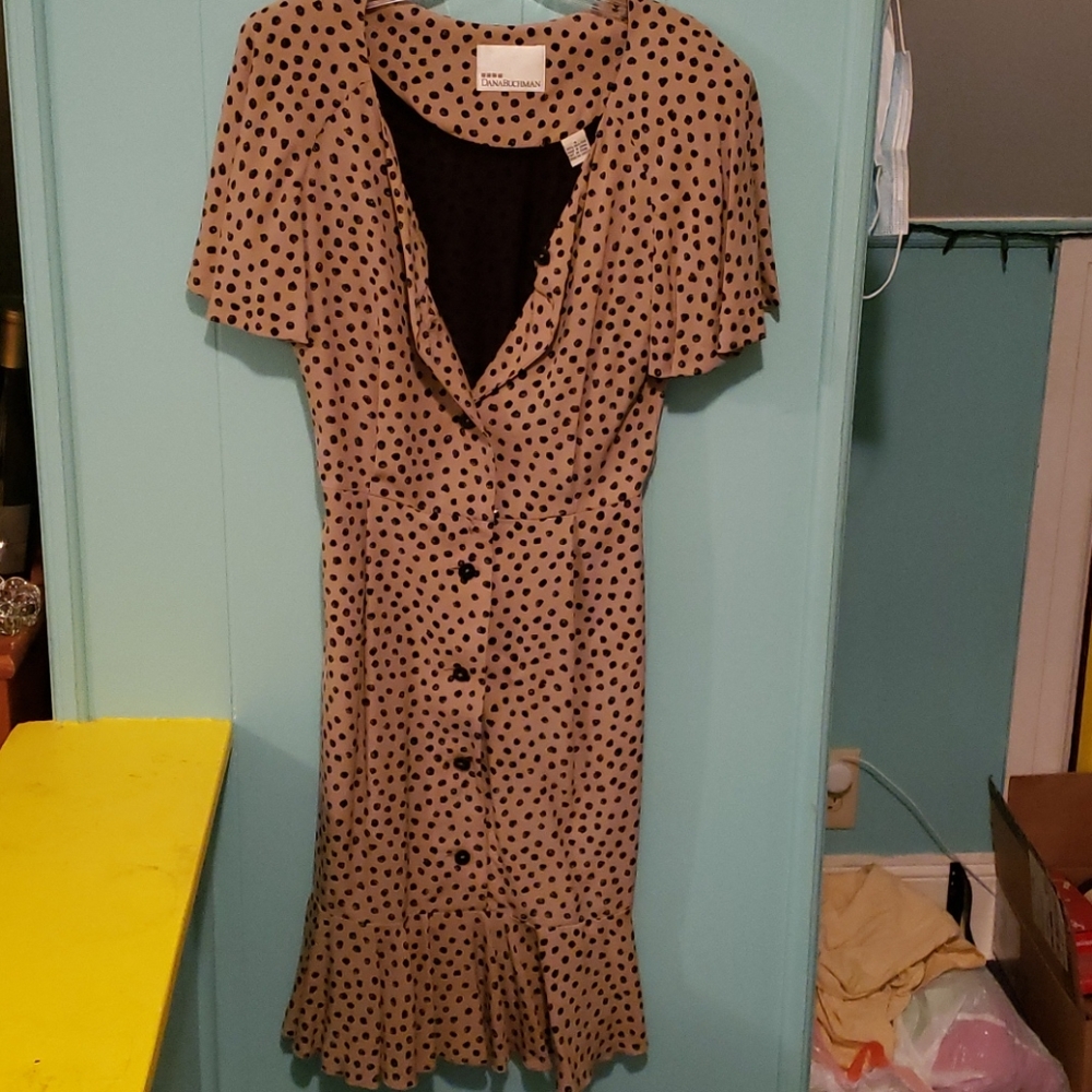 VINTAGE Silk Spotted Button-Up Dress